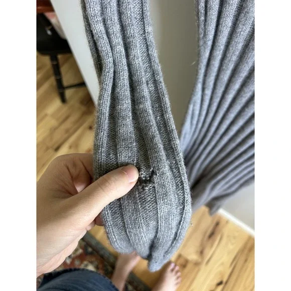 Reformation Grey Ribbed Cashmere Blend Long Sleeve Midi Dress XS Keyhole Back - Picture 4 of 4